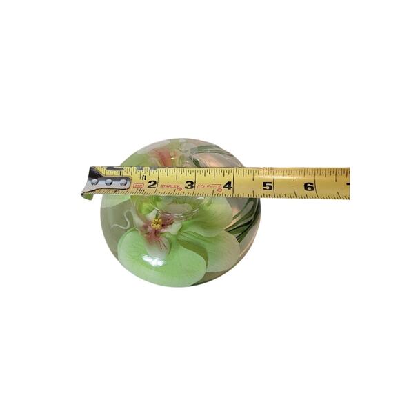 Emilo Robba Glass Orchid Tea Lite Candle Holder Green Floral - Picture 9 of 12